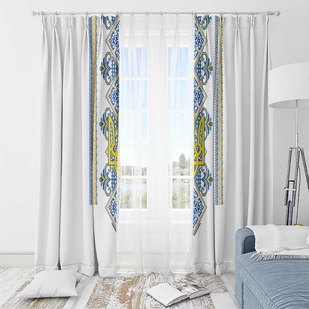Vyshyvanka Day Window Curtain Ukrainian Folk Traditions Pattern White Version