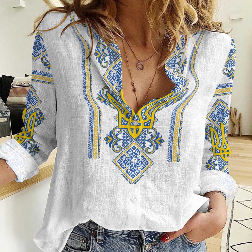 Vyshyvanka Day Women Casual Shirt Ukrainian Folk Traditions Pattern White Version
