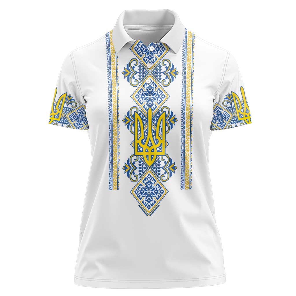 Vyshyvanka Day Women Polo Shirt Ukrainian Folk Traditions Pattern White Version