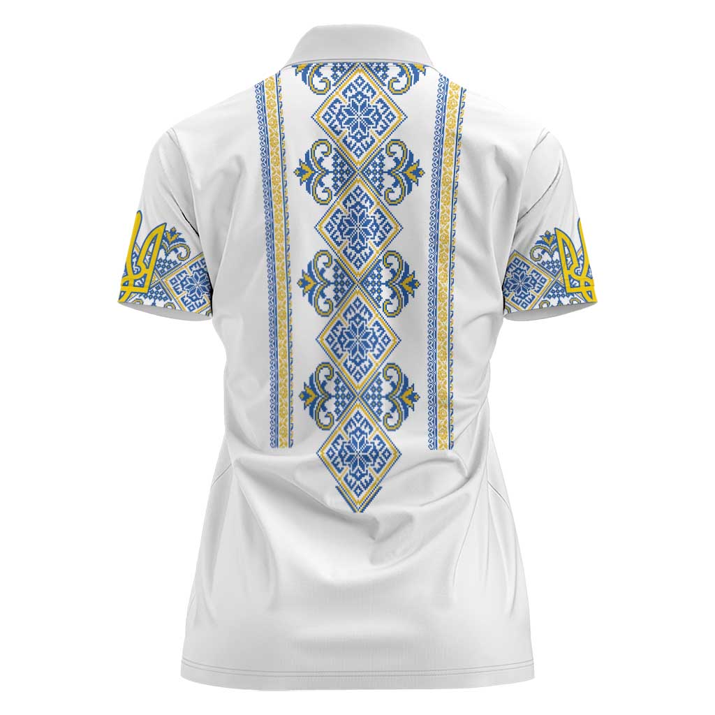 Vyshyvanka Day Women Polo Shirt Ukrainian Folk Traditions Pattern White Version