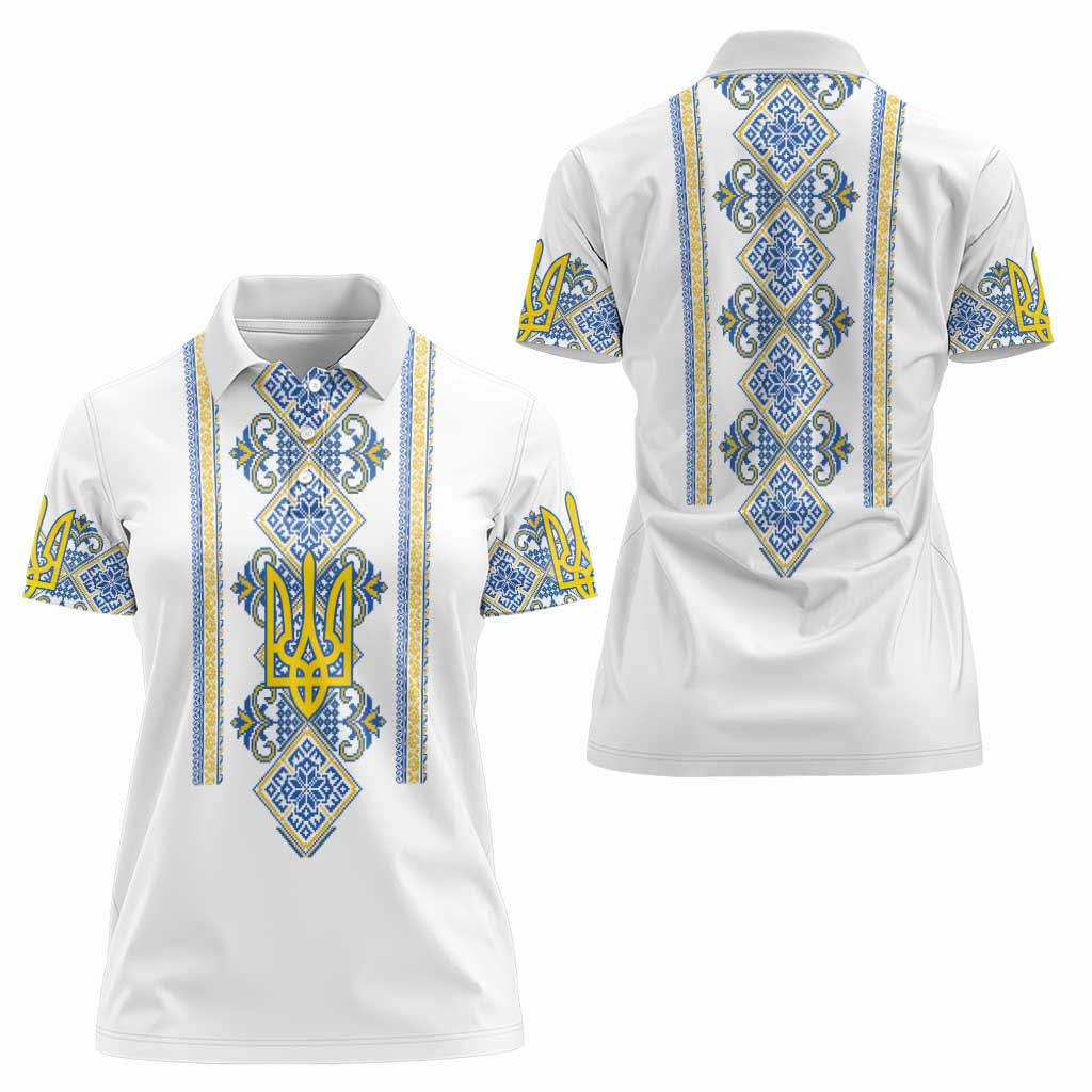 Vyshyvanka Day Women Polo Shirt Ukrainian Folk Traditions Pattern White Version