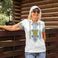 Vyshyvanka Day Women Polo Shirt Ukrainian Folk Traditions Pattern White Version