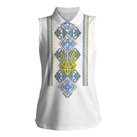 Vyshyvanka Day Women Sleeveless Polo Shirt Ukrainian Folk Traditions Pattern White Version