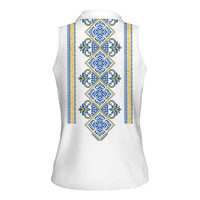 Vyshyvanka Day Women Sleeveless Polo Shirt Ukrainian Folk Traditions Pattern White Version