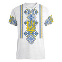 Vyshyvanka Day Women V-Neck T-Shirt Ukrainian Folk Traditions Pattern White Version