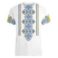 Vyshyvanka Day Women V-Neck T-Shirt Ukrainian Folk Traditions Pattern White Version