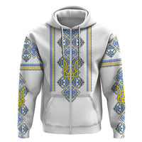 Vyshyvanka Day Zip Hoodie Ukrainian Folk Traditions Pattern White Version