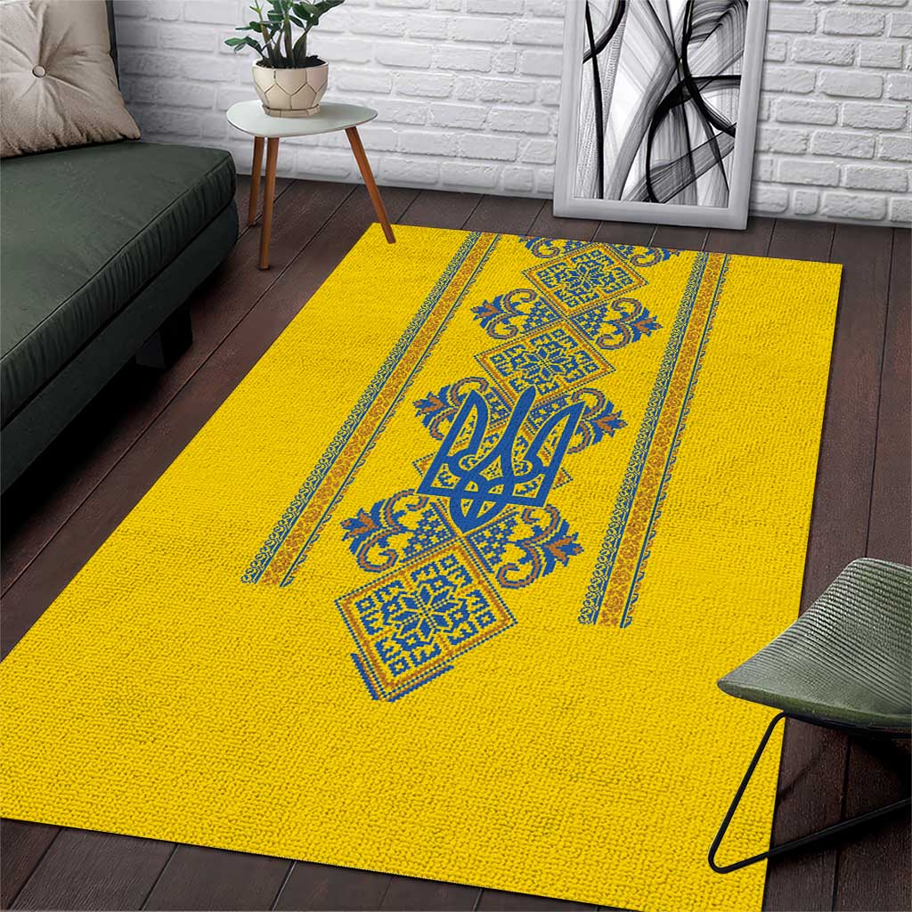 Vyshyvanka Day Area Rug Ukrainian Folk Traditions Pattern Yellow Version