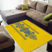 Vyshyvanka Day Area Rug Ukrainian Folk Traditions Pattern Yellow Version