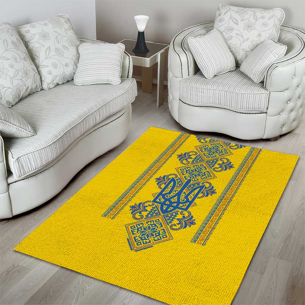 Vyshyvanka Day Area Rug Ukrainian Folk Traditions Pattern Yellow Version