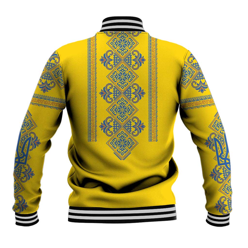 Vyshyvanka Day Baseball Jacket Ukrainian Folk Traditions Pattern Yellow Version