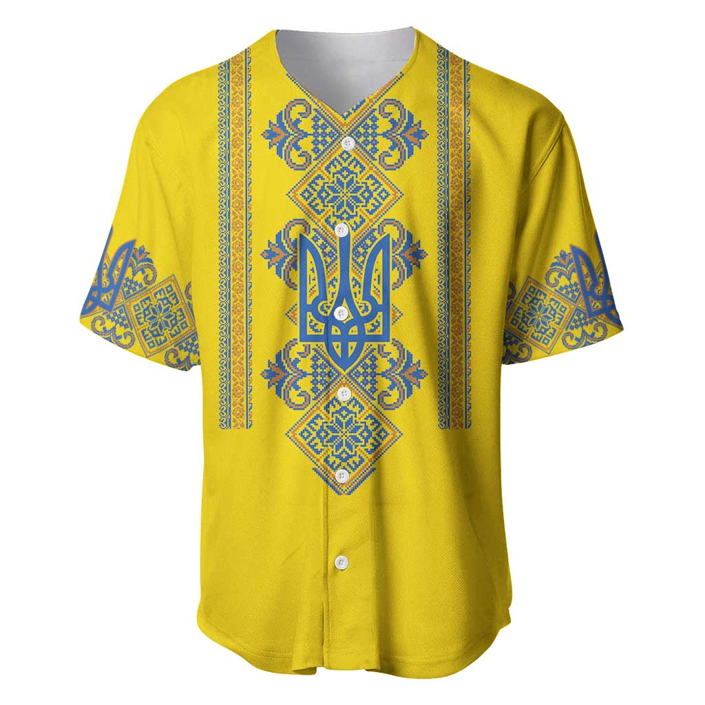 Vyshyvanka Day Baseball Jersey Ukrainian Folk Traditions Pattern Yellow Version