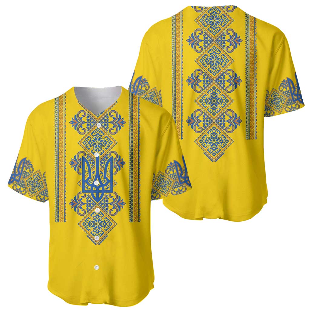 Vyshyvanka Day Baseball Jersey Ukrainian Folk Traditions Pattern Yellow Version