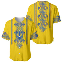 Vyshyvanka Day Baseball Jersey Ukrainian Folk Traditions Pattern Yellow Version