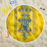Vyshyvanka Day Beach Blanket Ukrainian Folk Traditions Pattern Yellow Version
