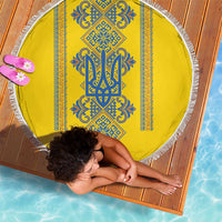 Vyshyvanka Day Beach Blanket Ukrainian Folk Traditions Pattern Yellow Version