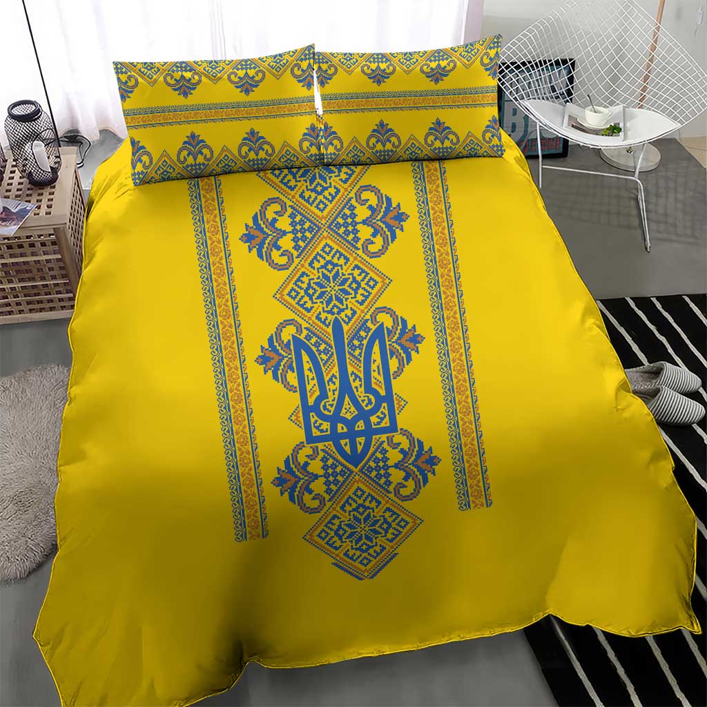 Vyshyvanka Day Bedding Set Ukrainian Folk Traditions Pattern Yellow Version