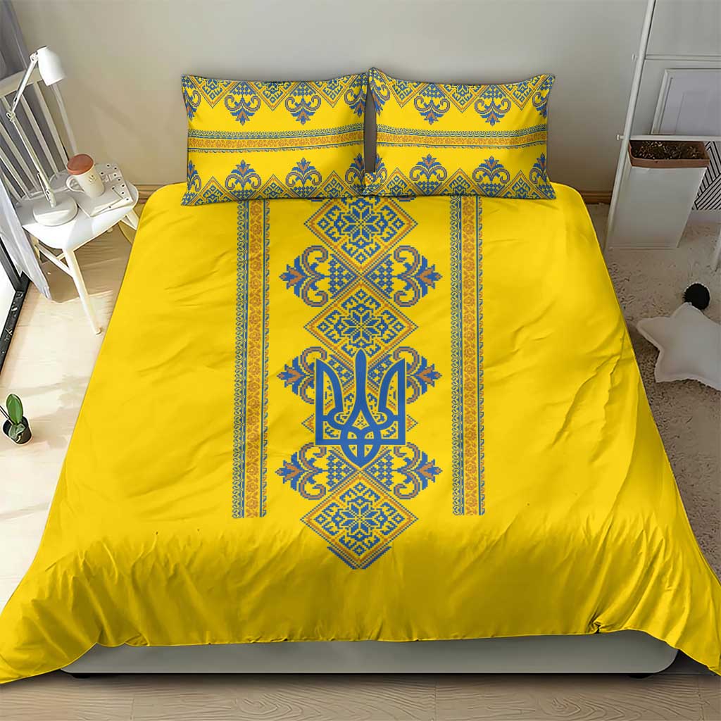 Vyshyvanka Day Bedding Set Ukrainian Folk Traditions Pattern Yellow Version