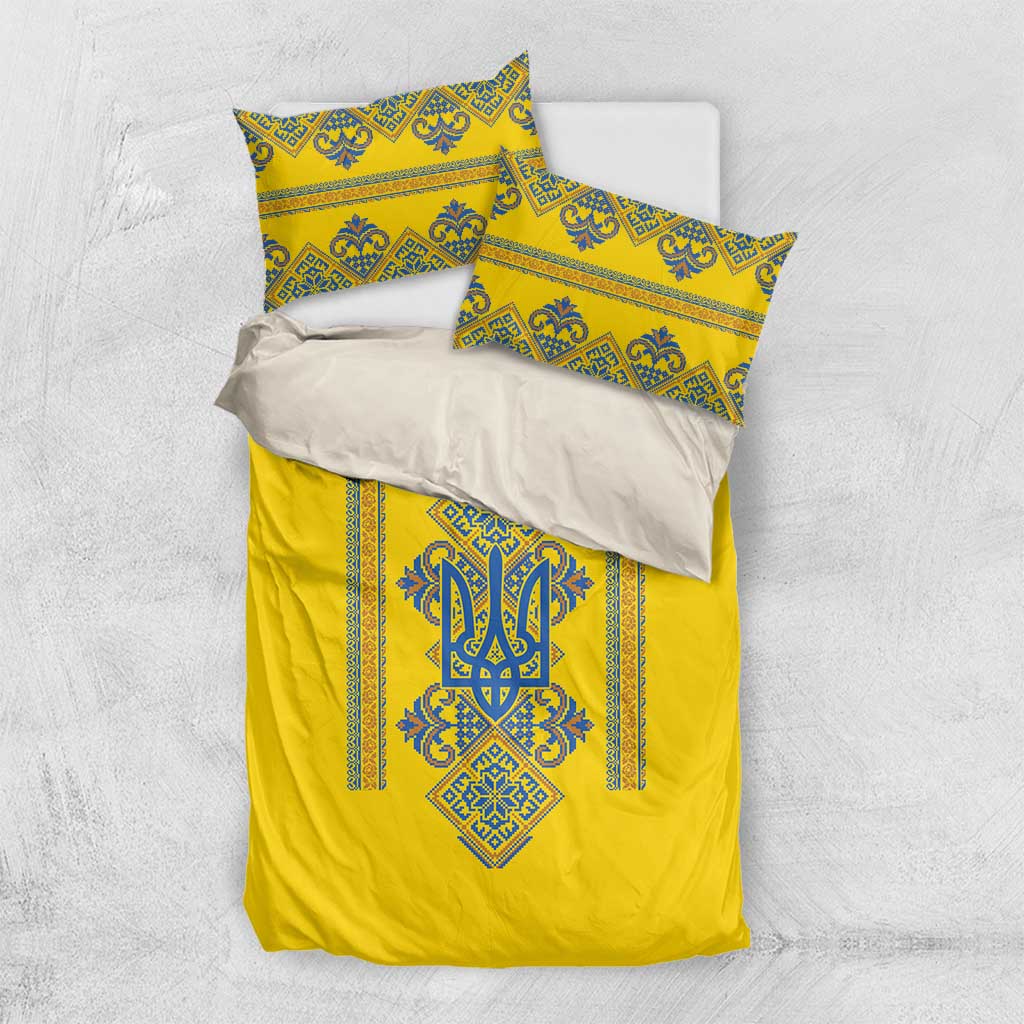 Vyshyvanka Day Bedding Set Ukrainian Folk Traditions Pattern Yellow Version