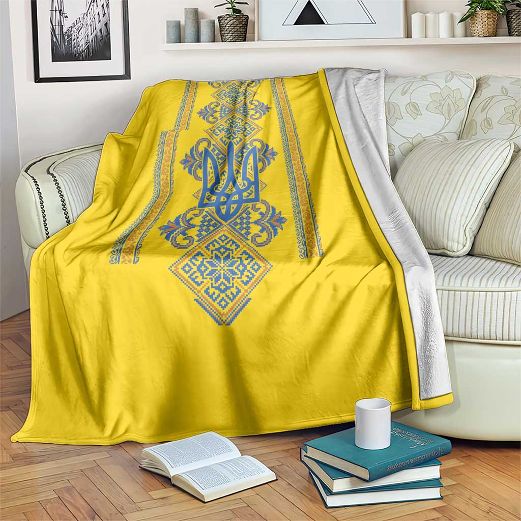 Vyshyvanka Day Blanket Ukrainian Folk Traditions Pattern Yellow Version