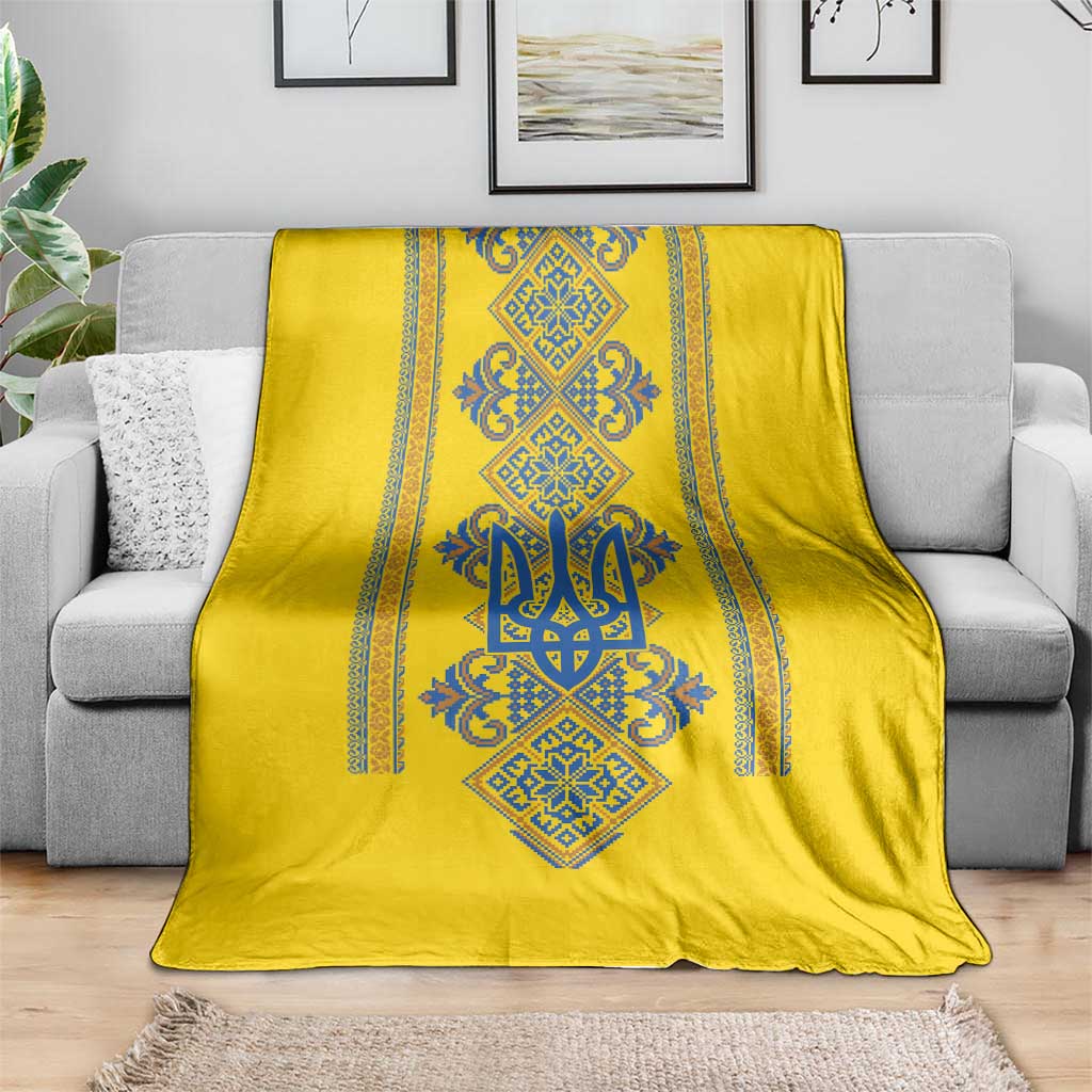 Vyshyvanka Day Blanket Ukrainian Folk Traditions Pattern Yellow Version