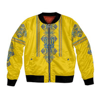 Vyshyvanka Day Bomber Jacket Ukrainian Folk Traditions Pattern Yellow Version