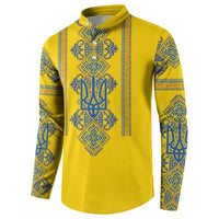 Vyshyvanka Day Button Sweatshirt Ukrainian Folk Traditions Pattern Yellow Version
