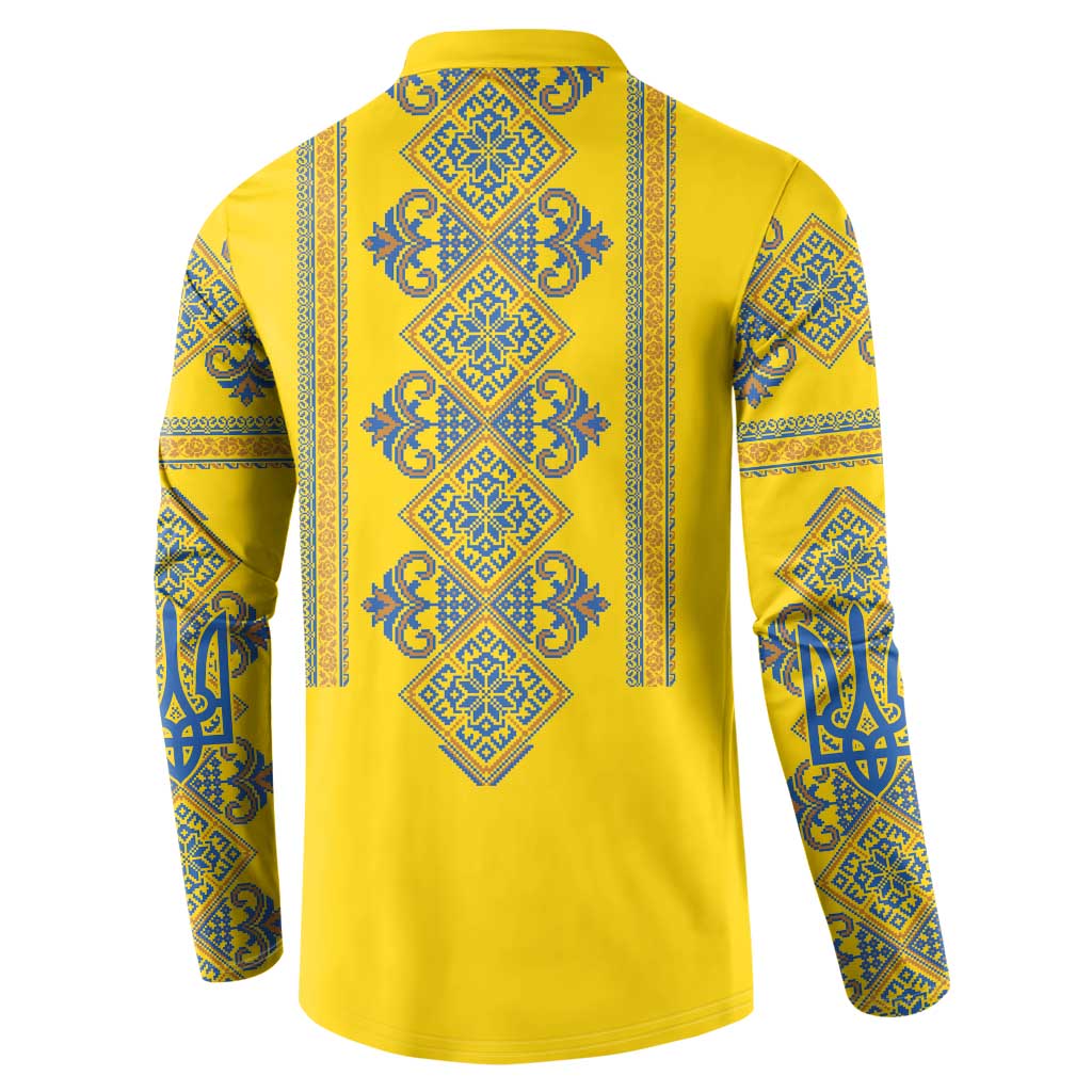 Vyshyvanka Day Button Sweatshirt Ukrainian Folk Traditions Pattern Yellow Version