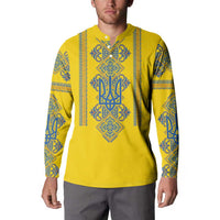 Vyshyvanka Day Button Sweatshirt Ukrainian Folk Traditions Pattern Yellow Version