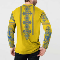 Vyshyvanka Day Button Sweatshirt Ukrainian Folk Traditions Pattern Yellow Version