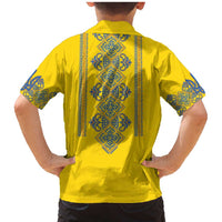 Vyshyvanka Day Family Matching Mermaid Dress and Hawaiian Shirt Ukrainian Folk Traditions Pattern Yellow Version