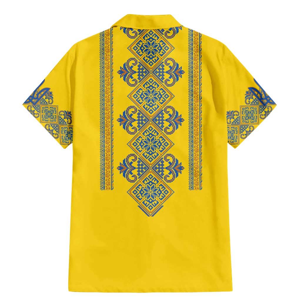 Vyshyvanka Day Family Matching Mermaid Dress and Hawaiian Shirt Ukrainian Folk Traditions Pattern Yellow Version