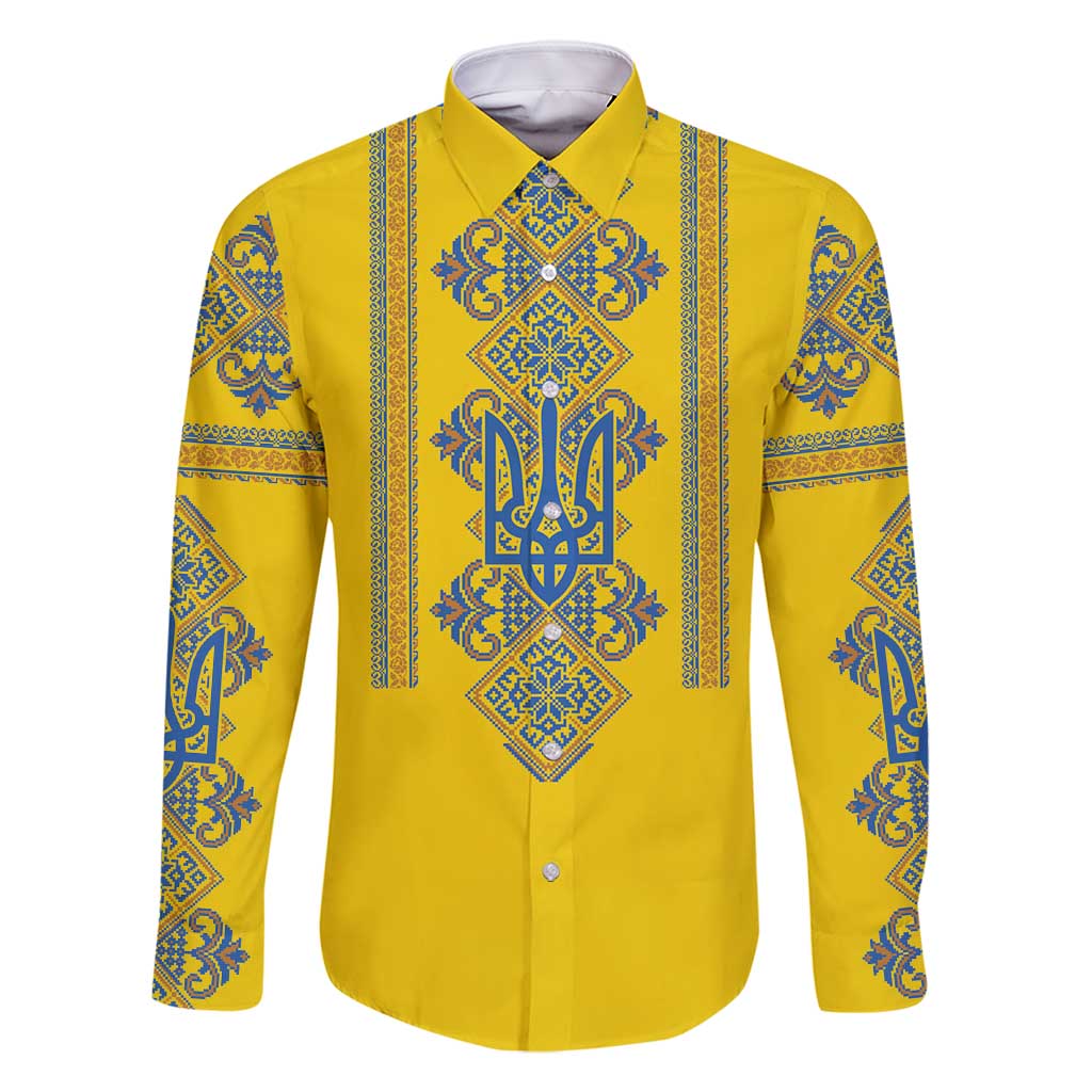 Vyshyvanka Day Family Matching Mermaid Dress and Hawaiian Shirt Ukrainian Folk Traditions Pattern Yellow Version