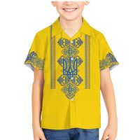 Vyshyvanka Day Family Matching Mermaid Dress and Hawaiian Shirt Ukrainian Folk Traditions Pattern Yellow Version