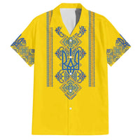 Vyshyvanka Day Family Matching Off The Shoulder Long Sleeve Dress and Hawaiian Shirt Ukrainian Folk Traditions Pattern Yellow Version