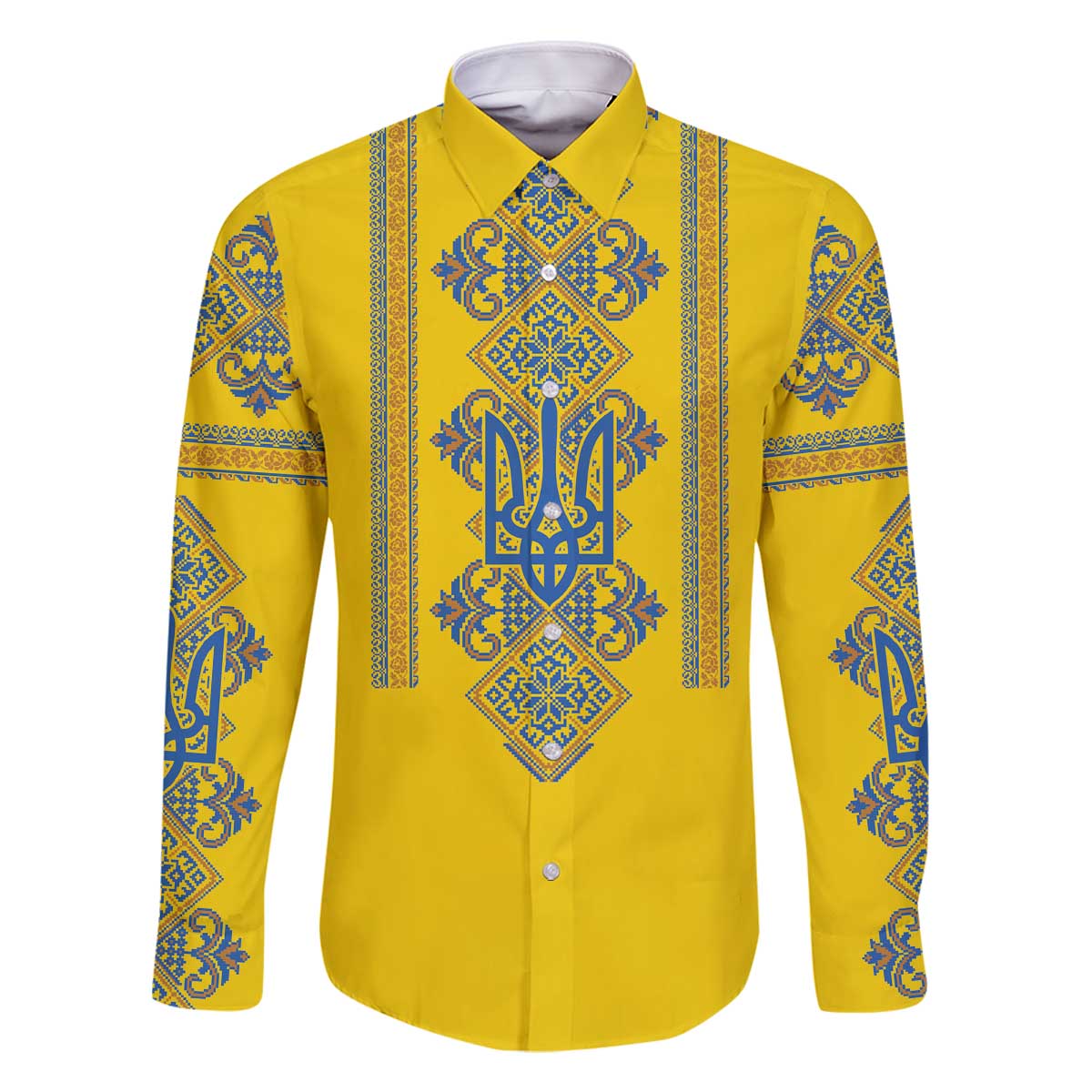 Vyshyvanka Day Family Matching Off The Shoulder Long Sleeve Dress and Hawaiian Shirt Ukrainian Folk Traditions Pattern Yellow Version