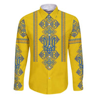 Vyshyvanka Day Family Matching Off The Shoulder Long Sleeve Dress and Hawaiian Shirt Ukrainian Folk Traditions Pattern Yellow Version