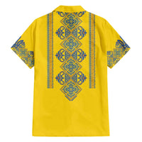Vyshyvanka Day Family Matching Short Sleeve Bodycon Dress and Hawaiian Shirt Ukrainian Folk Traditions Pattern Yellow Version