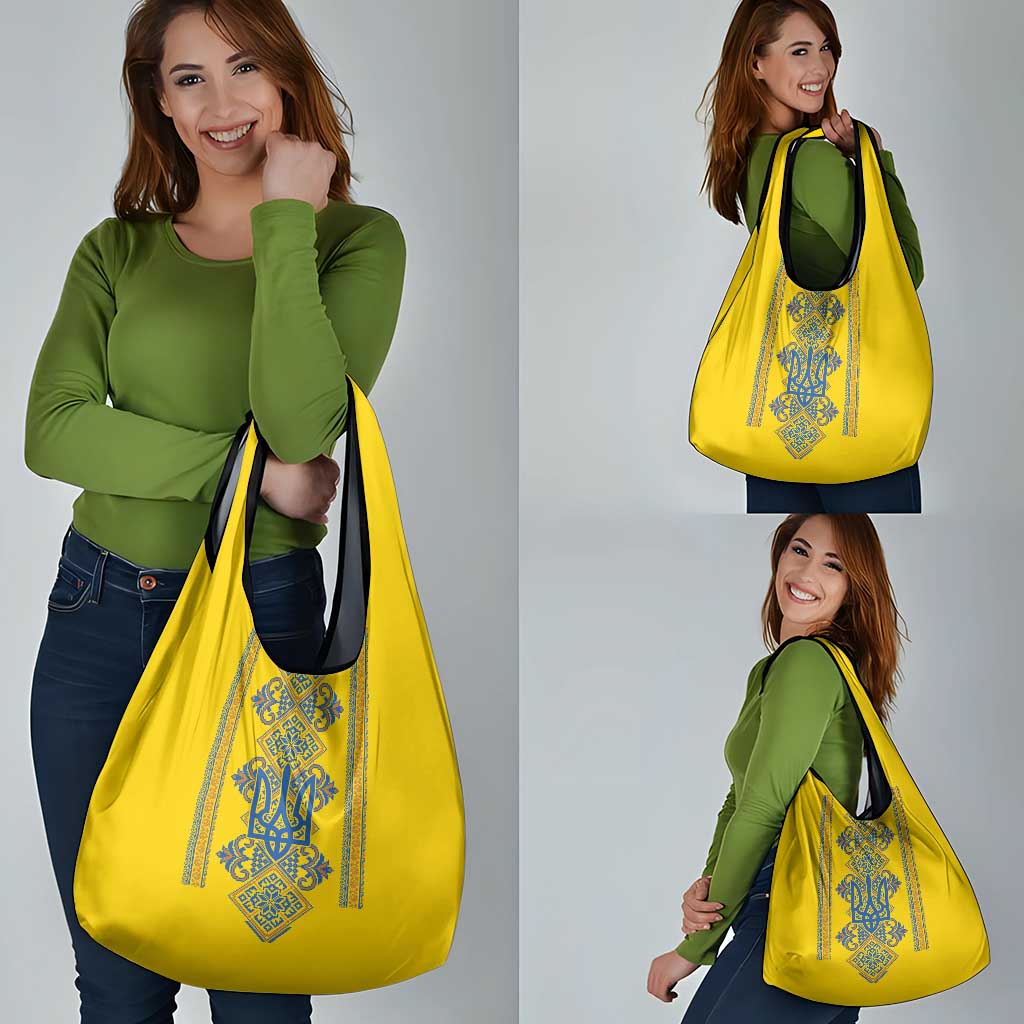 Vyshyvanka Day Grocery Bag Ukrainian Folk Traditions Pattern Yellow Version
