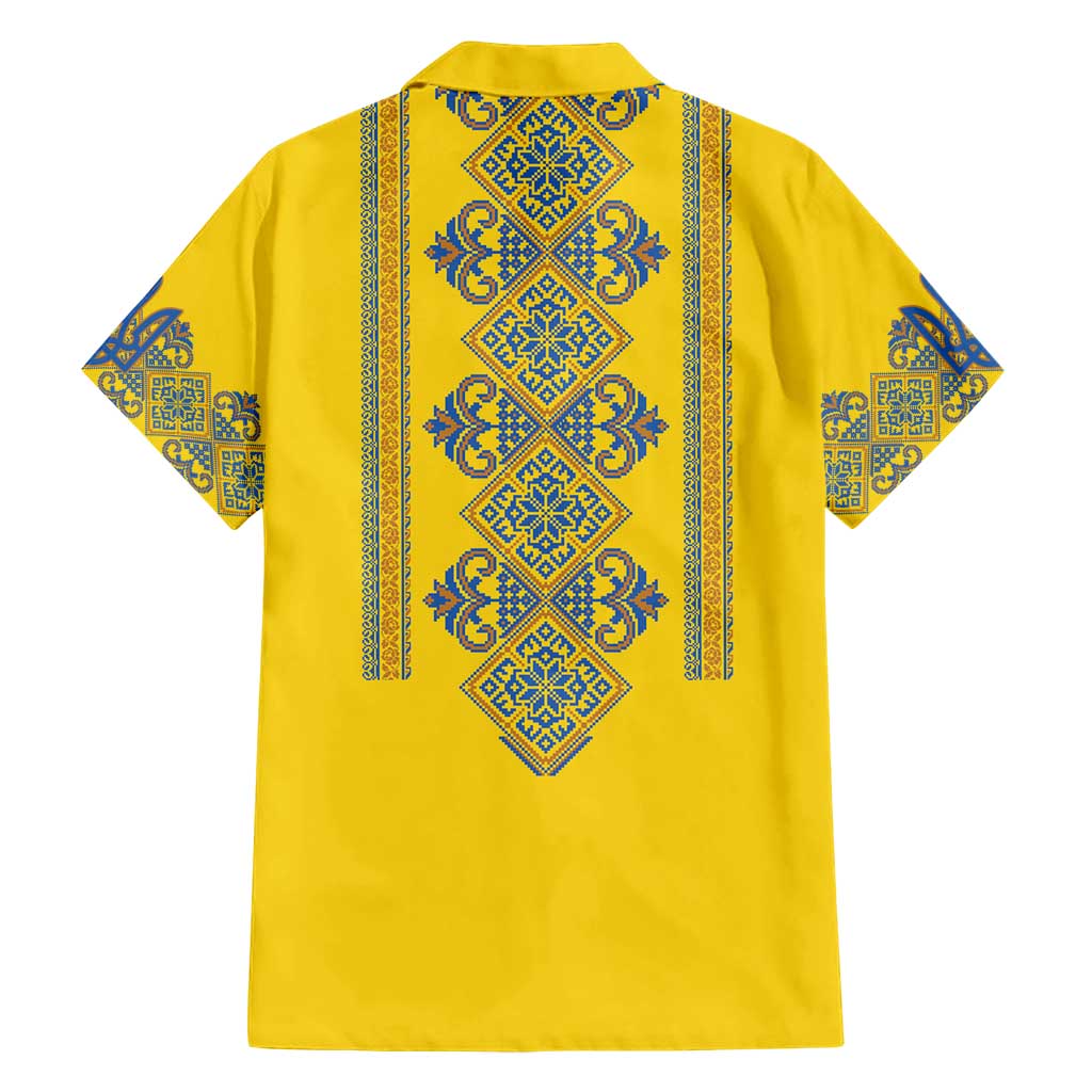 Vyshyvanka Day Hawaiian Shirt Ukrainian Folk Traditions Pattern Yellow Version