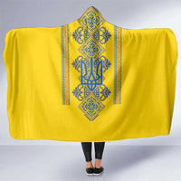 Vyshyvanka Day Hooded Blanket Ukrainian Folk Traditions Pattern Yellow Version