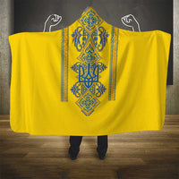 Vyshyvanka Day Hooded Blanket Ukrainian Folk Traditions Pattern Yellow Version