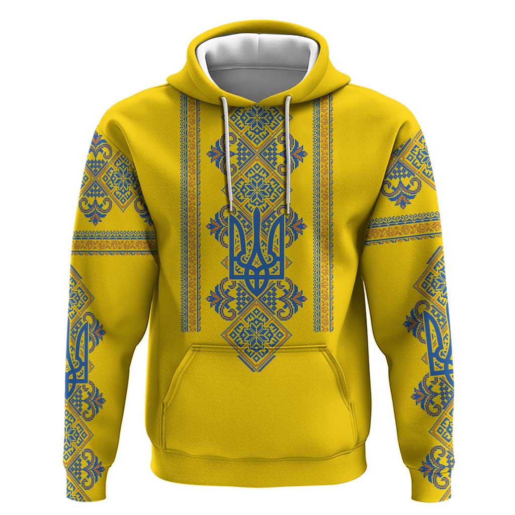 Vyshyvanka Day Hoodie Ukrainian Folk Traditions Pattern Yellow Version