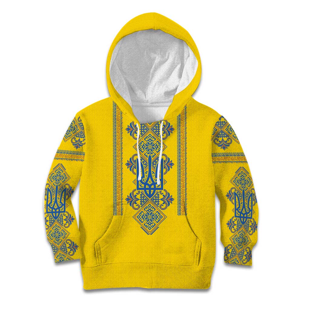 Vyshyvanka Day Kid Hoodie Ukrainian Folk Traditions Pattern Yellow Version