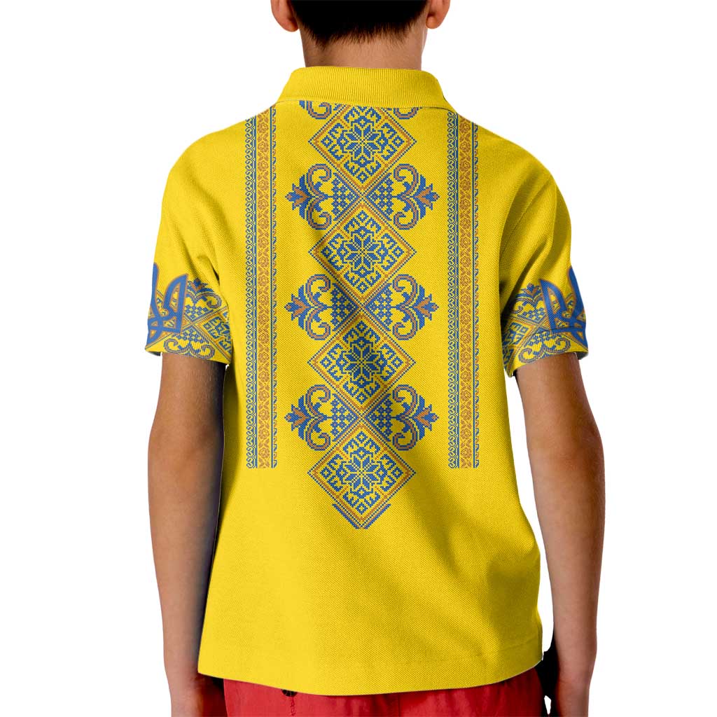 Vyshyvanka Day Kid Polo Shirt Ukrainian Folk Traditions Pattern Yellow Version