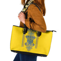 Vyshyvanka Day Leather Tote Bag Ukrainian Folk Traditions Pattern Yellow Version