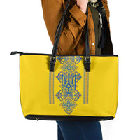 Vyshyvanka Day Leather Tote Bag Ukrainian Folk Traditions Pattern Yellow Version