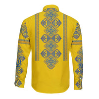 Vyshyvanka Day Long Sleeve Button Shirt Ukrainian Folk Traditions Pattern Yellow Version