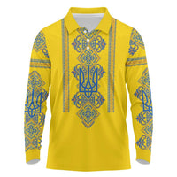 Vyshyvanka Day Long Sleeve Polo Shirt Ukrainian Folk Traditions Pattern Yellow Version