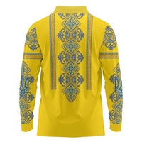 Vyshyvanka Day Long Sleeve Polo Shirt Ukrainian Folk Traditions Pattern Yellow Version